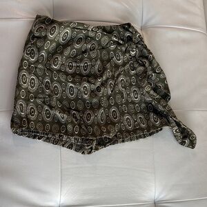 Zara Green Patterned Mini Skort with tie waist